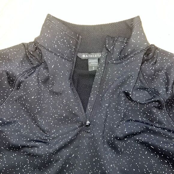 Athleta Whistler Half Zip Quick Dry Fitted Pullover, Black & Spots Women’s Small - Picture 8 of 13